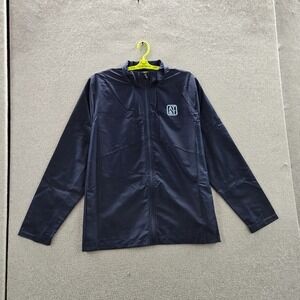 AT&T Men Jacket XL Navy Blue Track Embroidered Activewear Zipper